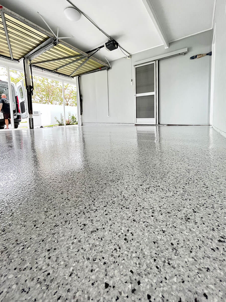 Residential Garage Floor — Flake Epoxy Finish